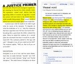 A Justice Primer page 187 — “weasel words” via Wikipedia